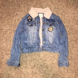 Fo Fur Jean Jacket with Patches